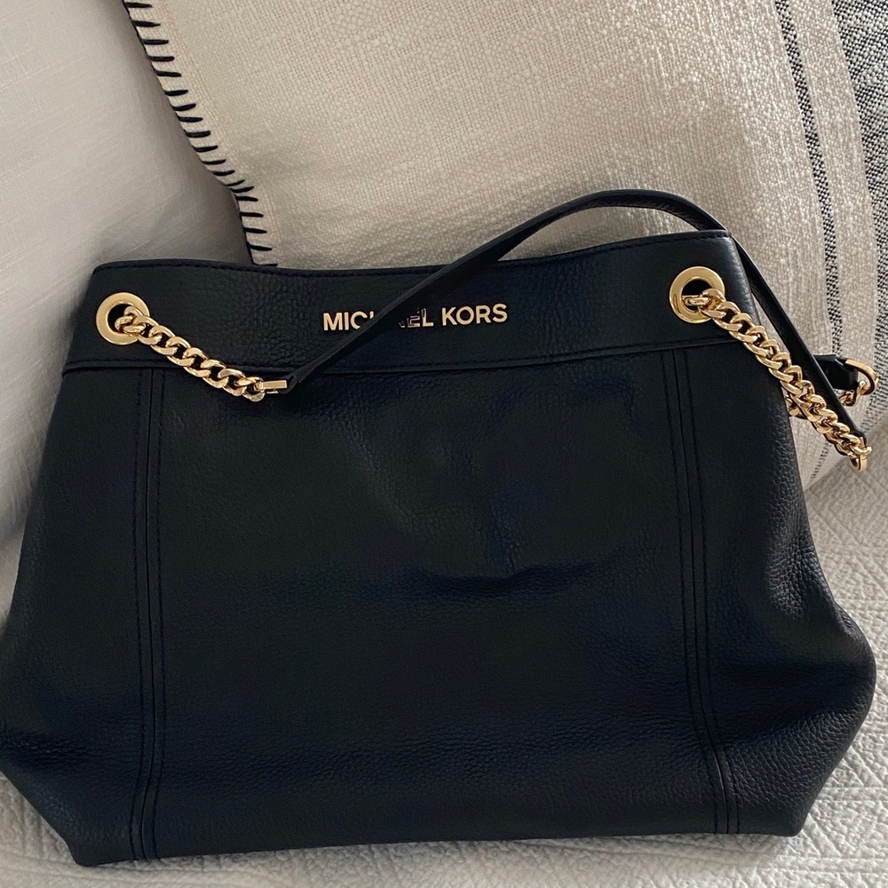 Michael Kors Black Shoulder Bag with Gold Chain